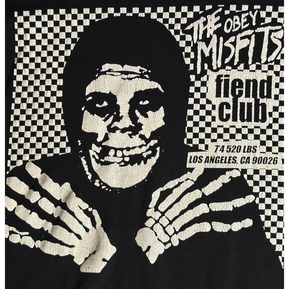 Obey The Misfits Fiend Club Skull Graphic Tee Black XL Punk Rock Band T-Shirt - Picture 3 of 11
